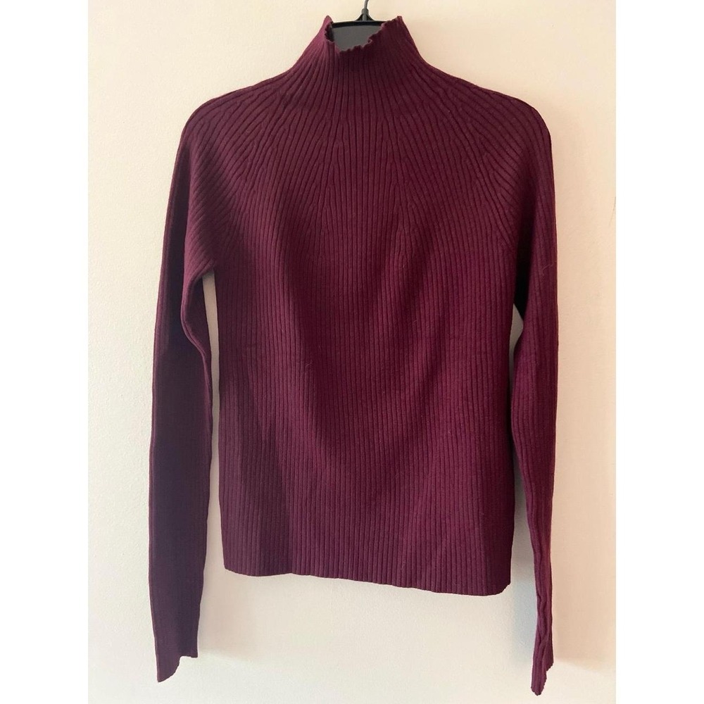 H&M Divided Ribbed Mock Neck Sweater Burgundy Medium NWT